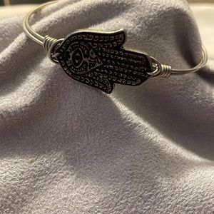 L&D Silver Tone Hamas Hand Bracelet